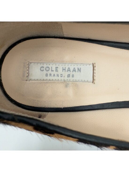 Cole Haan Chelsea Leopard Printed Calf Hair Pointed Toe Loafers 7B Slit Heel - Picture 3 of 11